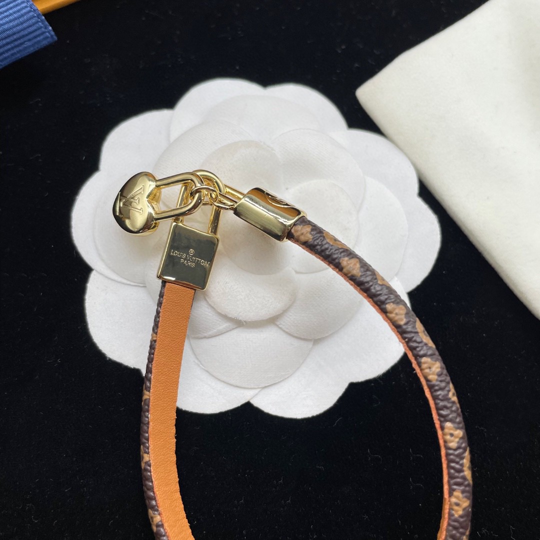 LV Leather Lock Bracelet