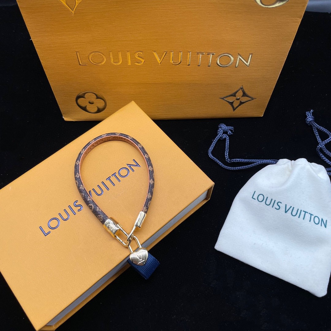 LV Leather Lock Bracelet
