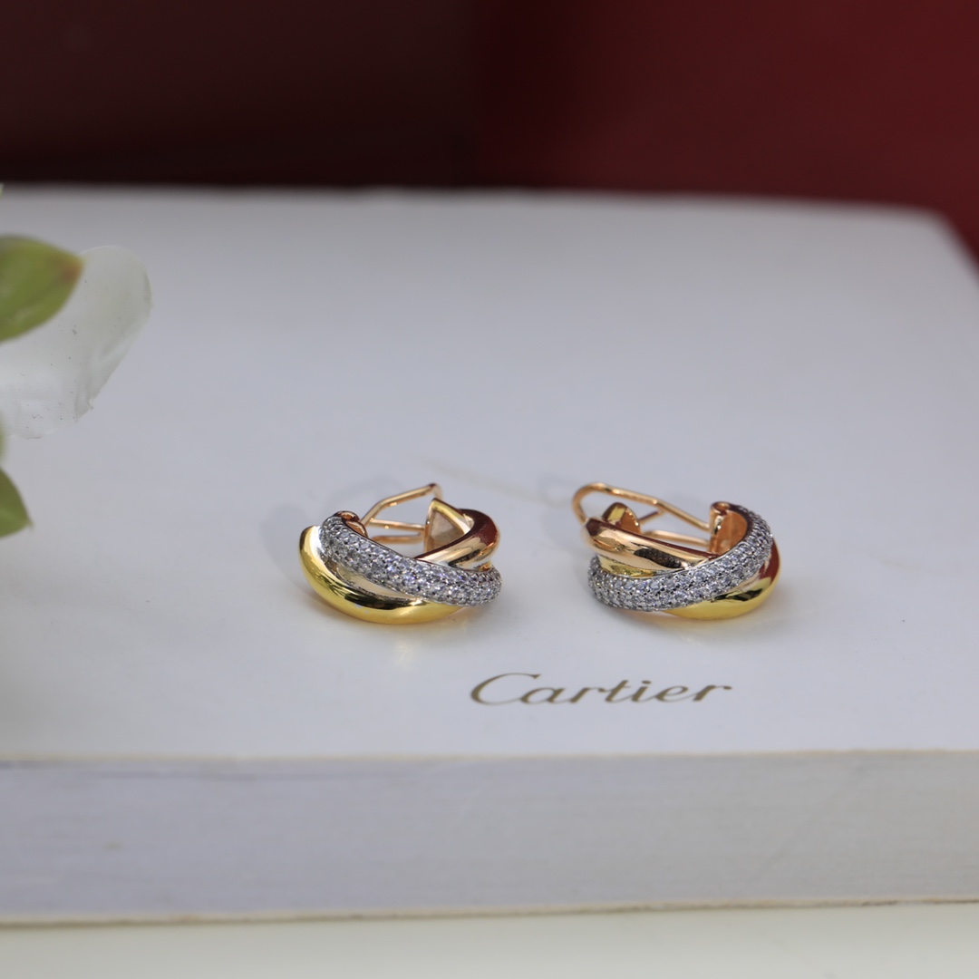 Three Rings Earrings with Diamonds