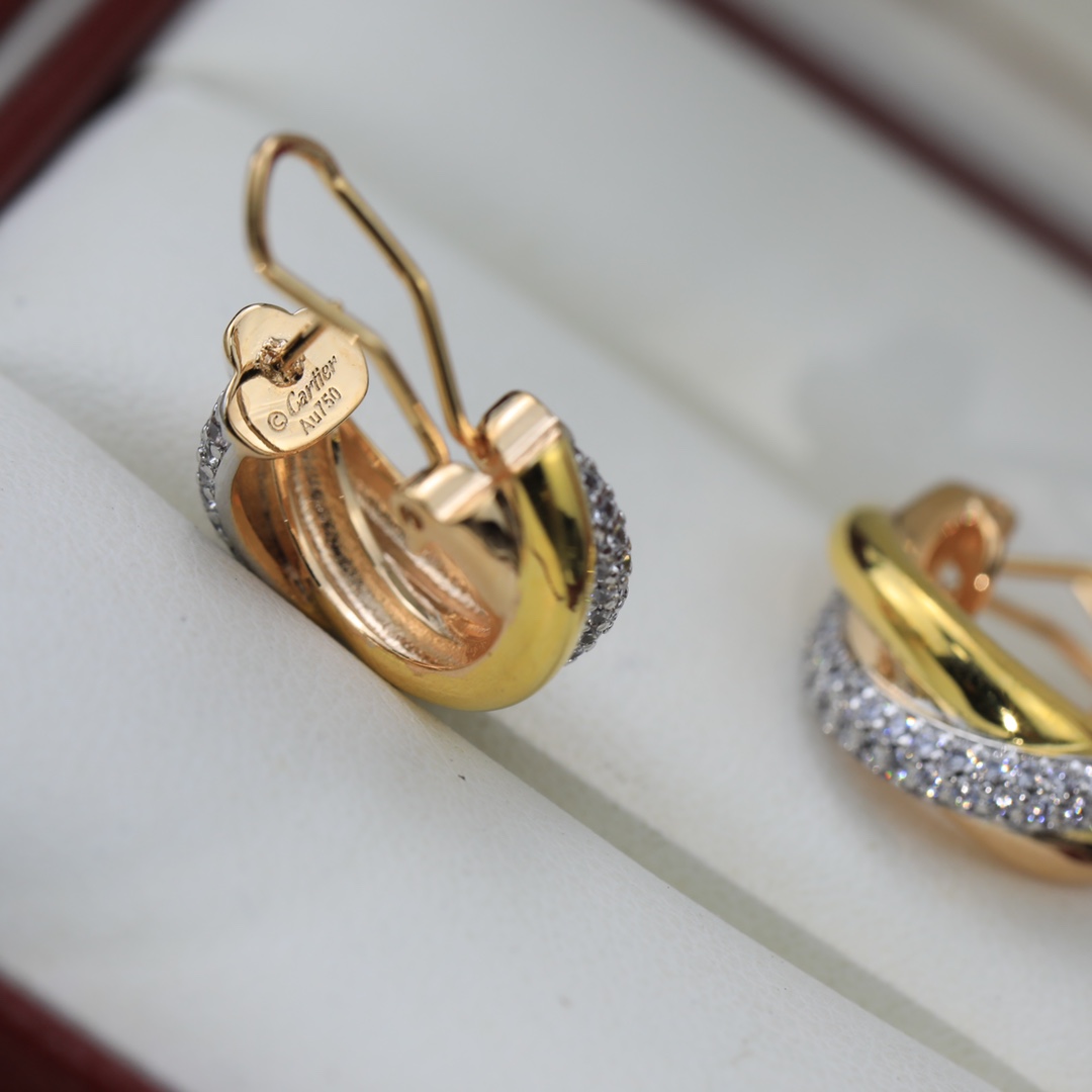 Three Rings Earrings with Diamonds