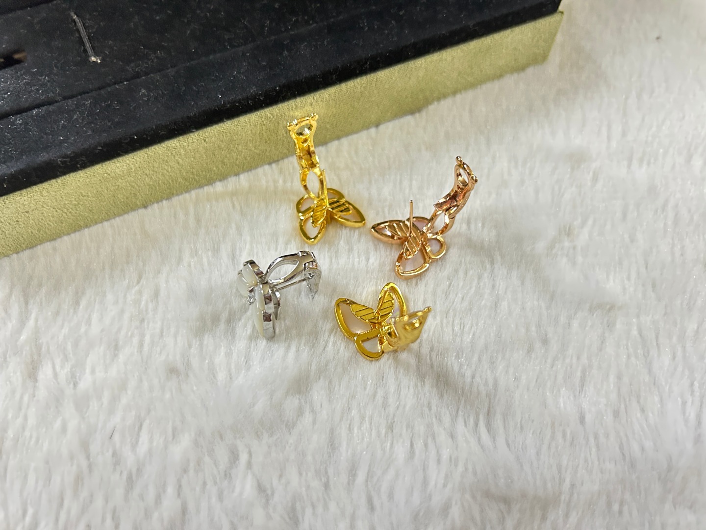 Turquoise Butterfly Earrings with Pink Diamonds