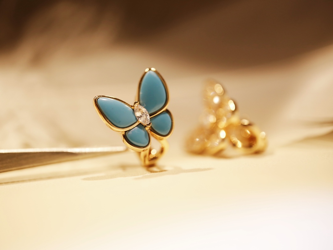 Turquoise Butterfly Earrings with Diamonds