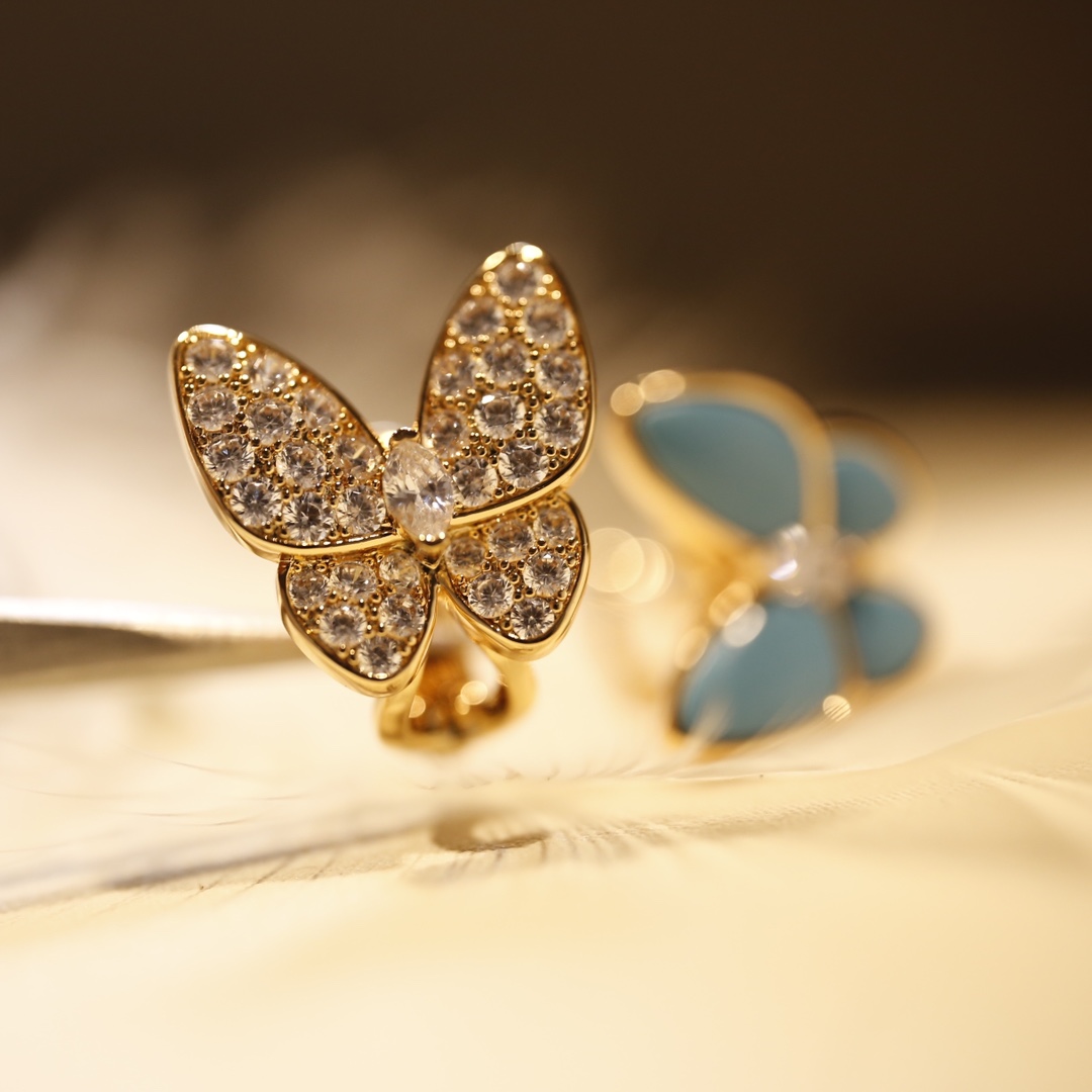 Turquoise Butterfly Earrings with Diamonds