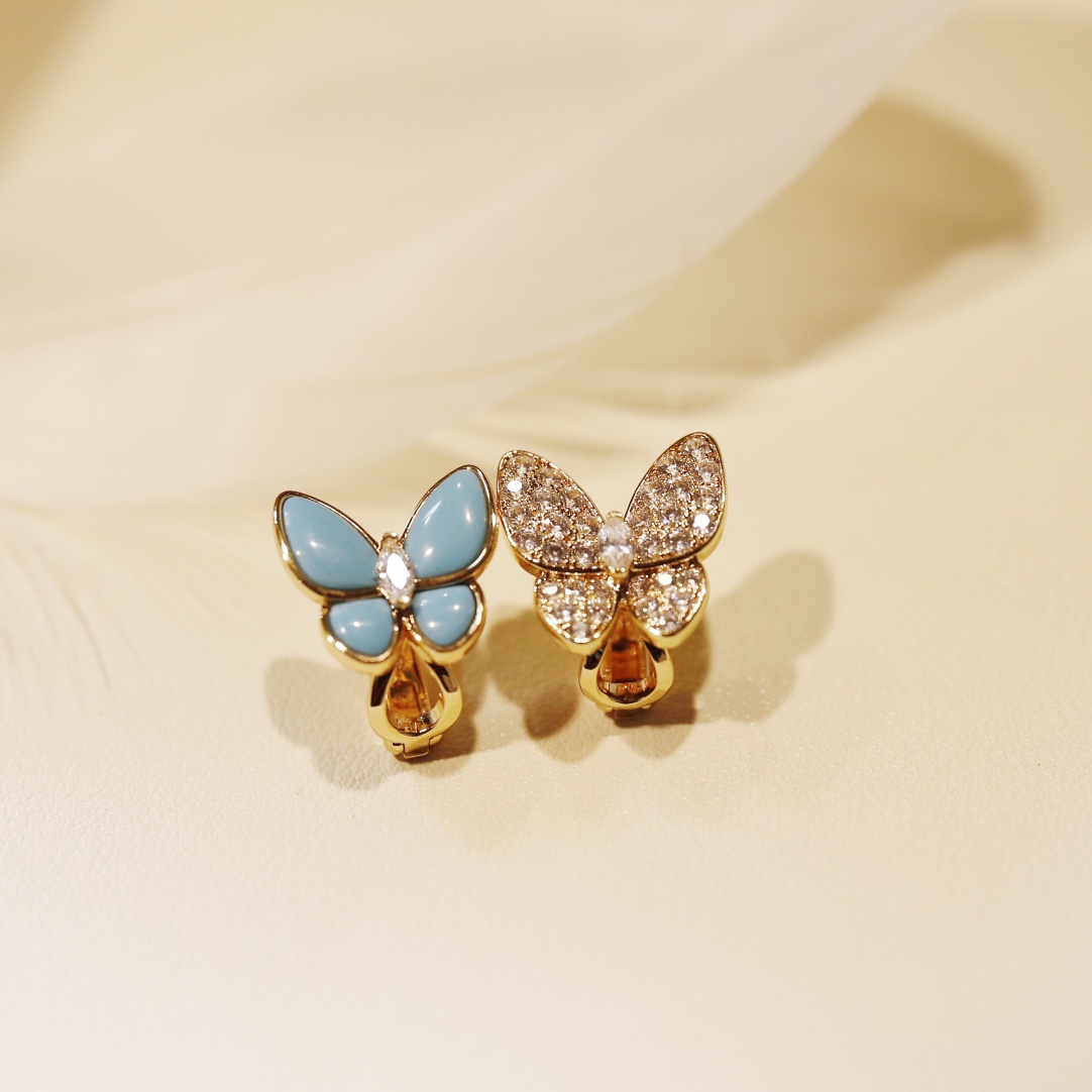 Turquoise Butterfly Earrings with Diamonds