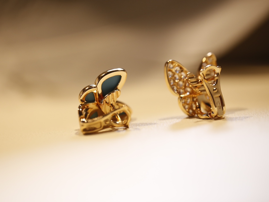 Turquoise Butterfly Earrings with Diamonds