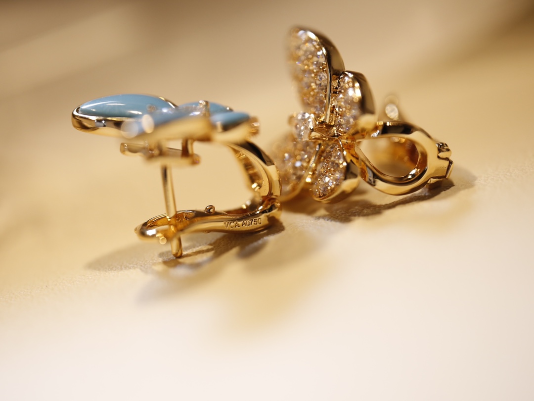 Turquoise Butterfly Earrings with Diamonds