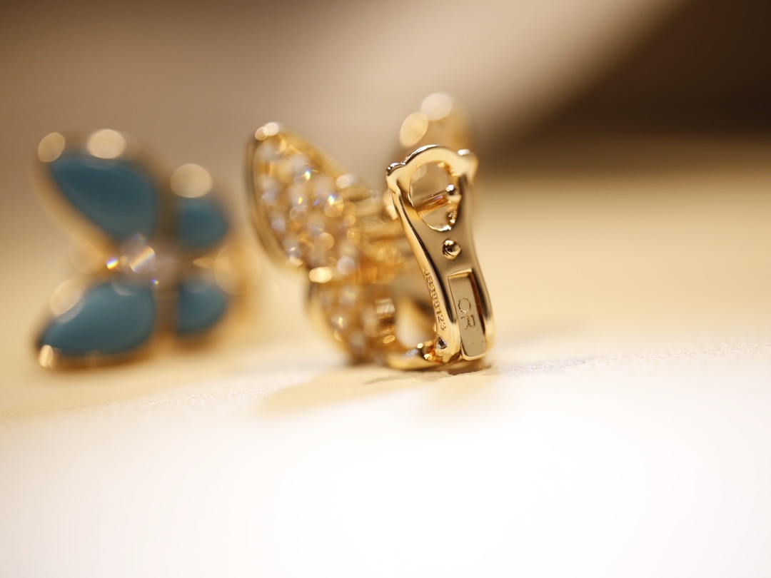 Turquoise Butterfly Earrings with Diamonds