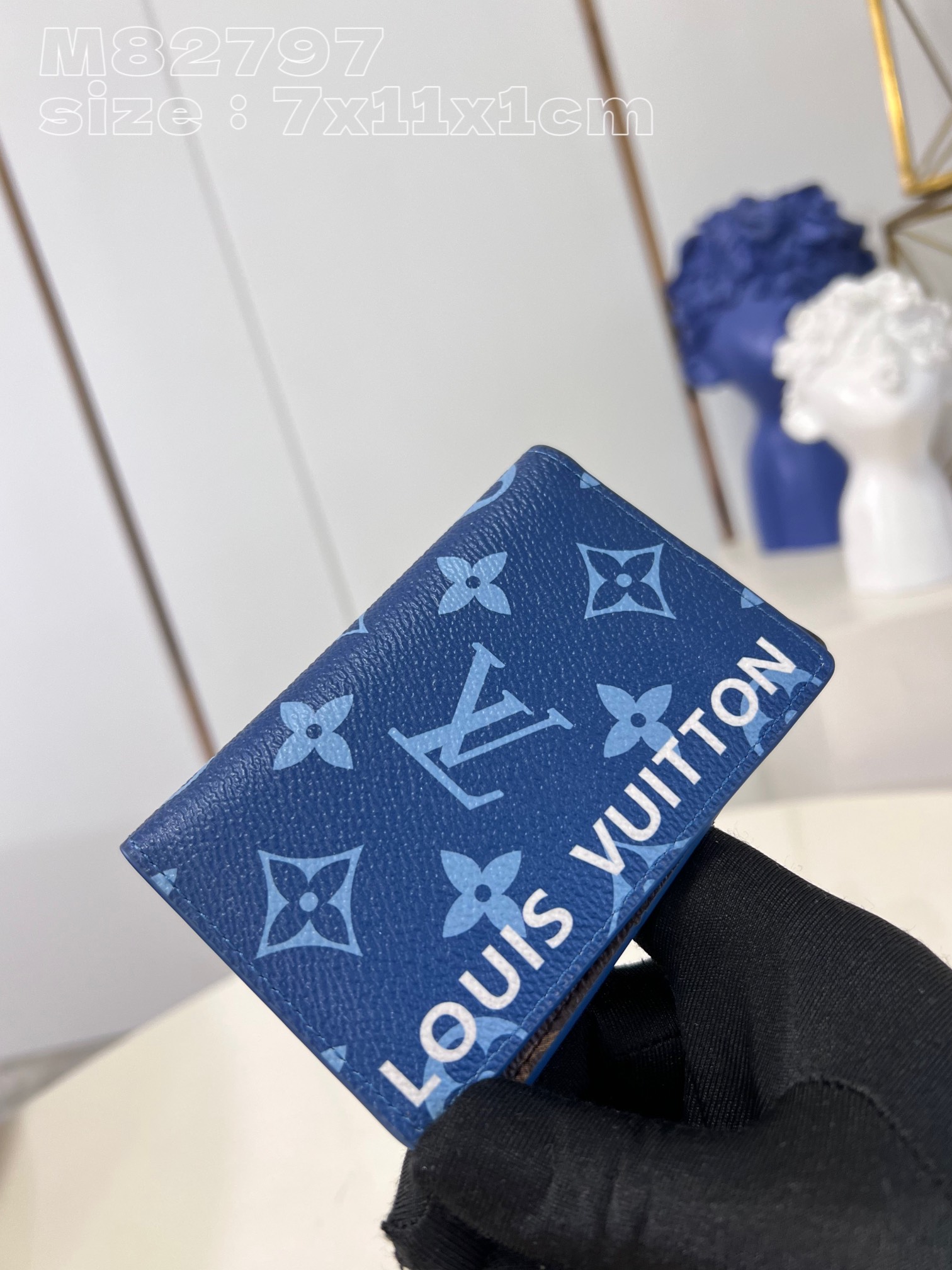 Louis Vuitton M82797 Blue M82796 Pocket wallet in Monogram-coated canvas with a color-blocked