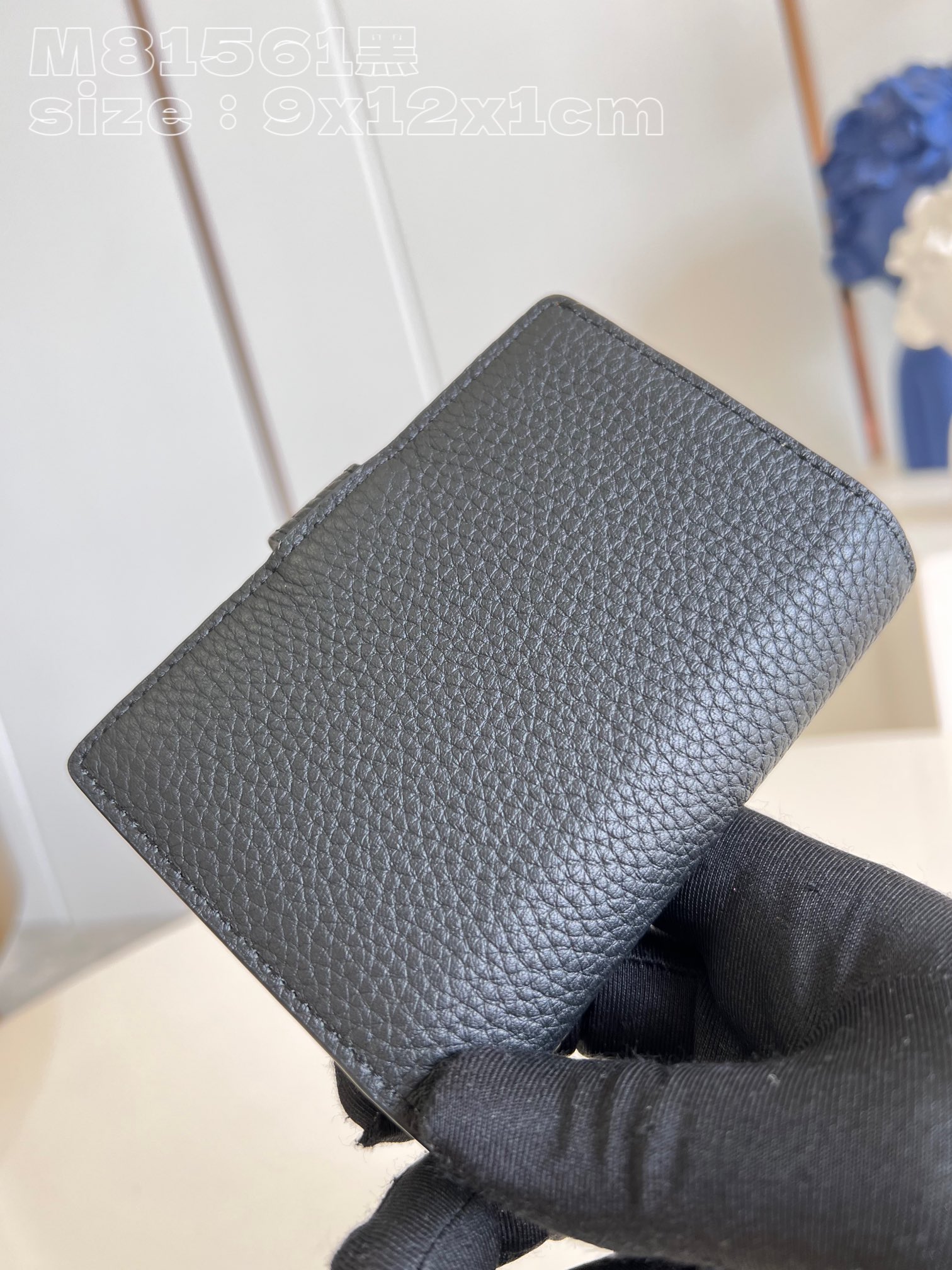 Louis Vuitton M81561 in black, in grained Taurillon leather, is a small, straight LV bag