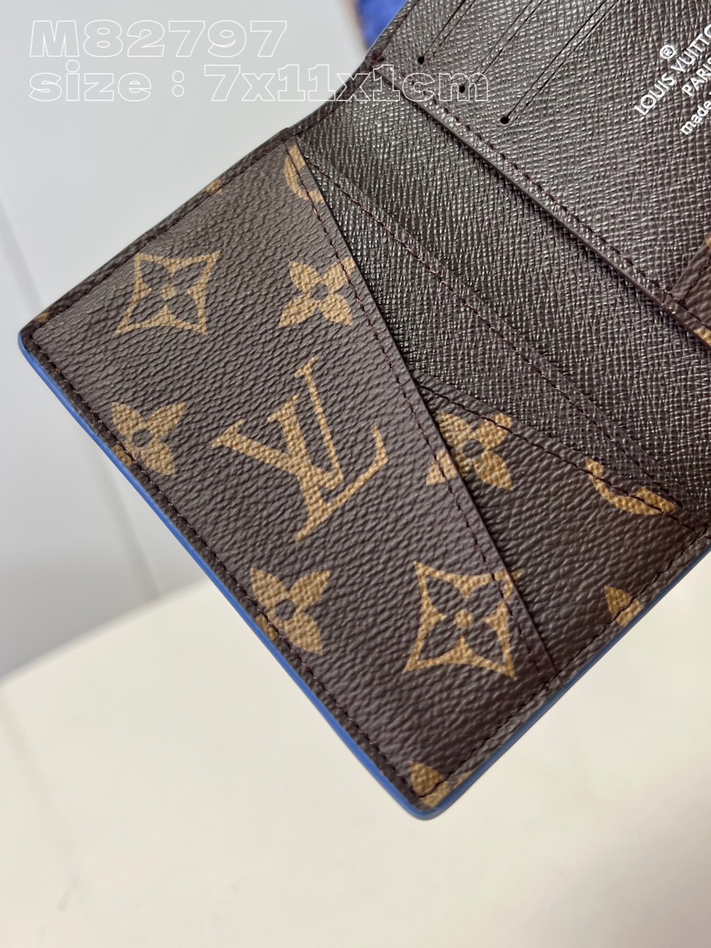 Louis Vuitton M82797 Blue M82796 Pocket wallet in Monogram-coated canvas with a color-blocked