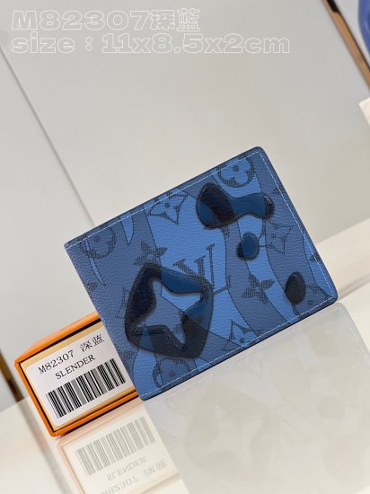 Louis Vuitton M82307 Slender bag in dark blue is crafted in crisp Monogram Aquagarden canvas