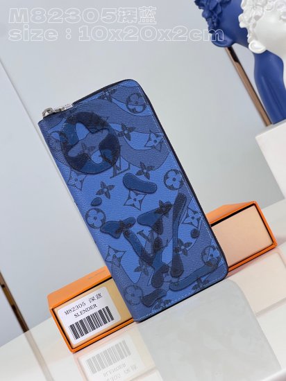 Louis Vuitton M82305 Navy Zippy Vertical wallet in Monogram Aquagarden canvas