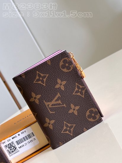 Louis Vuitton M82383 Pink Portefeuille Lisa is made of Monogram canvas and lined with colorful