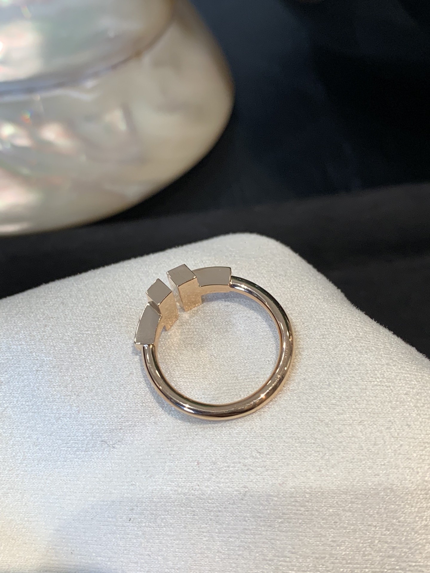 Double T Ring with Diamonds
