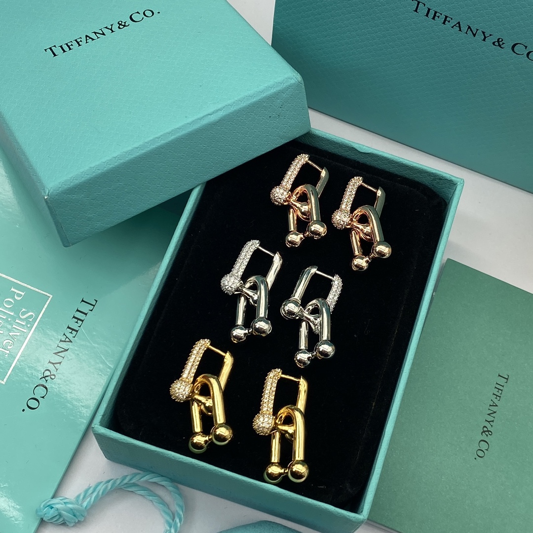 Horseshoe Clasp Earrings with Diamonds