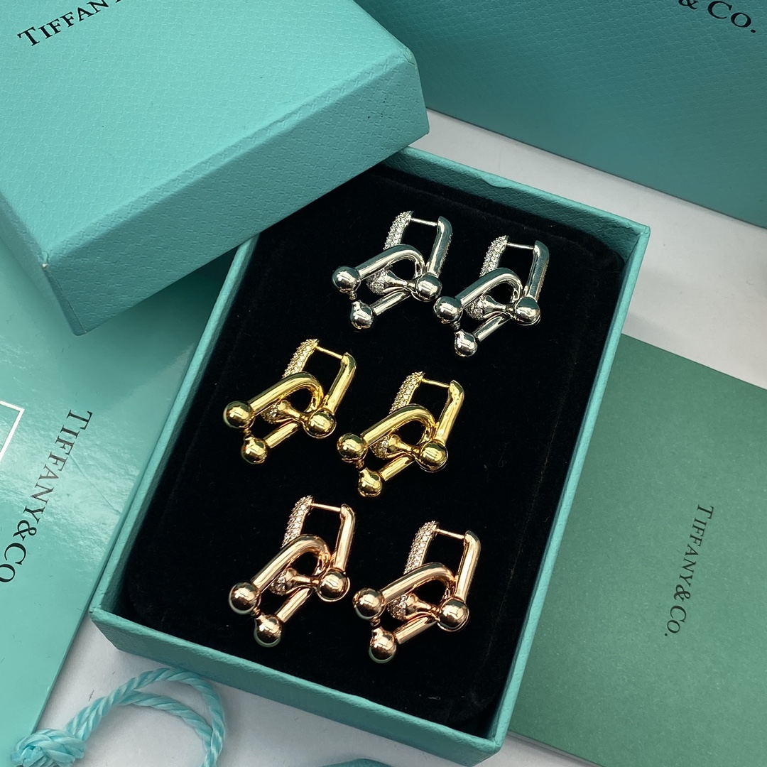 Horseshoe Clasp Earrings with Diamonds