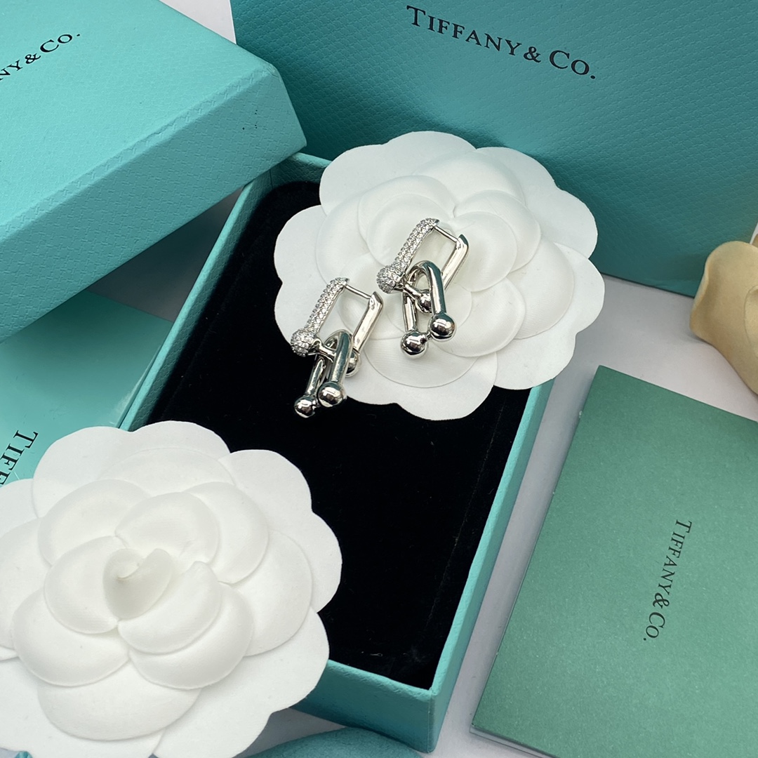 Horseshoe Clasp Earrings with Diamonds