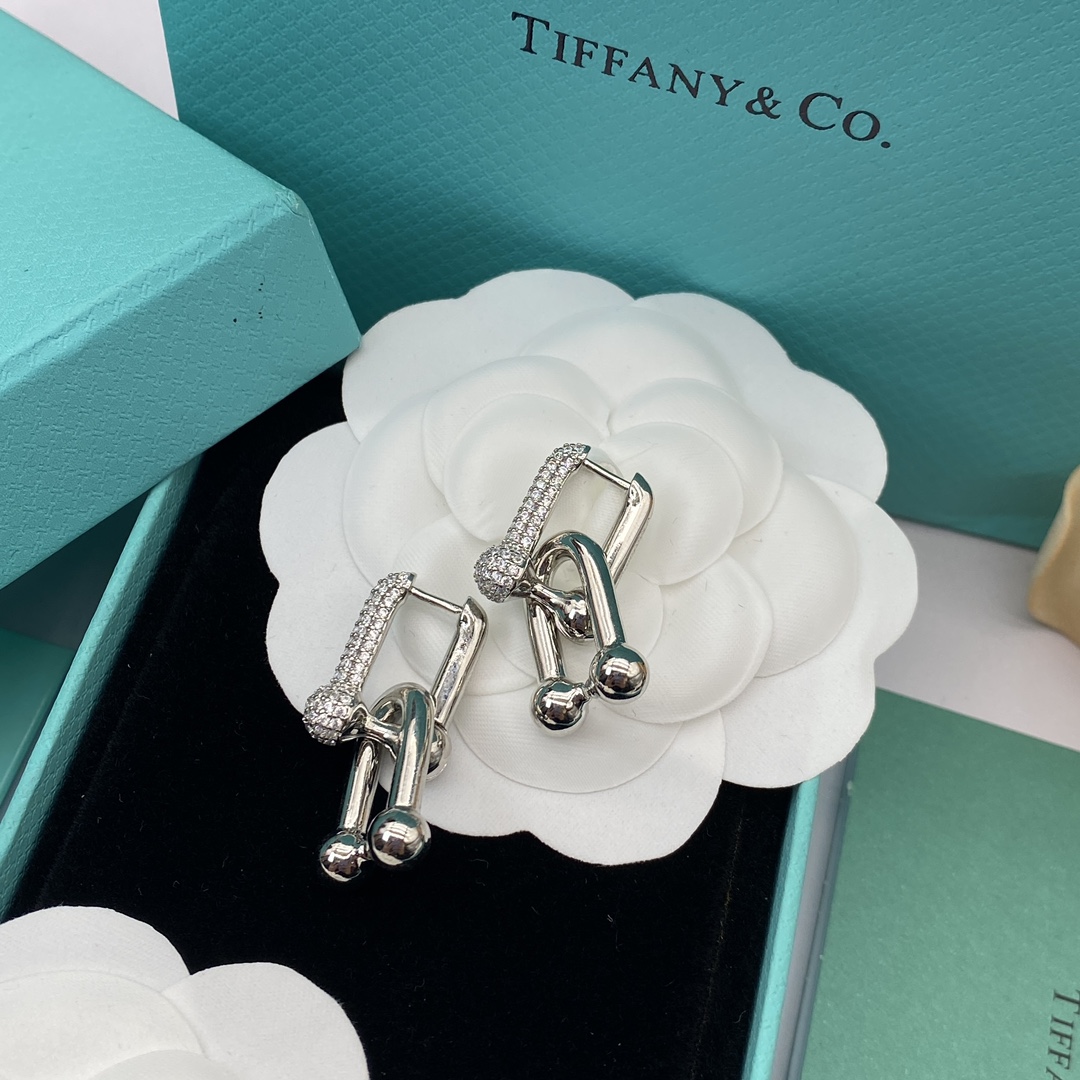 Horseshoe Clasp Earrings with Diamonds