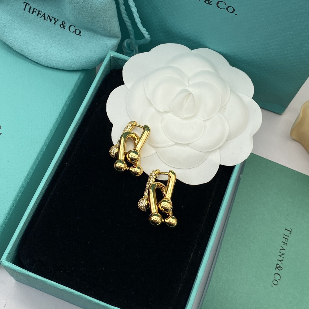 Horseshoe Clasp Earrings with Diamonds