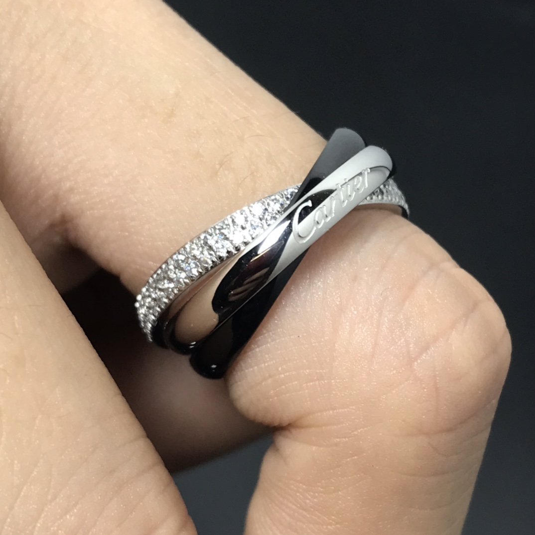 Trinity Rings,Black with Diamonds