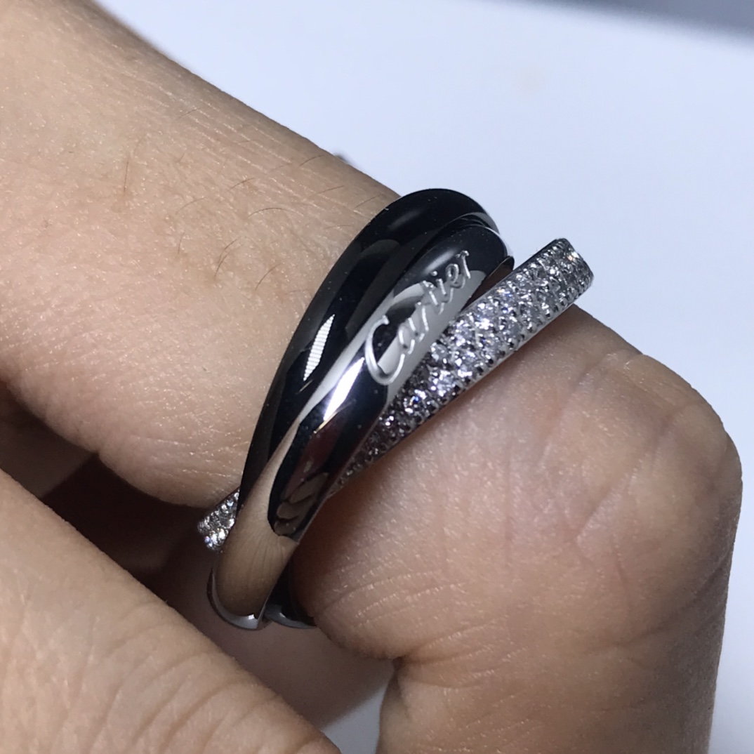 Trinity Rings,Black with Diamonds