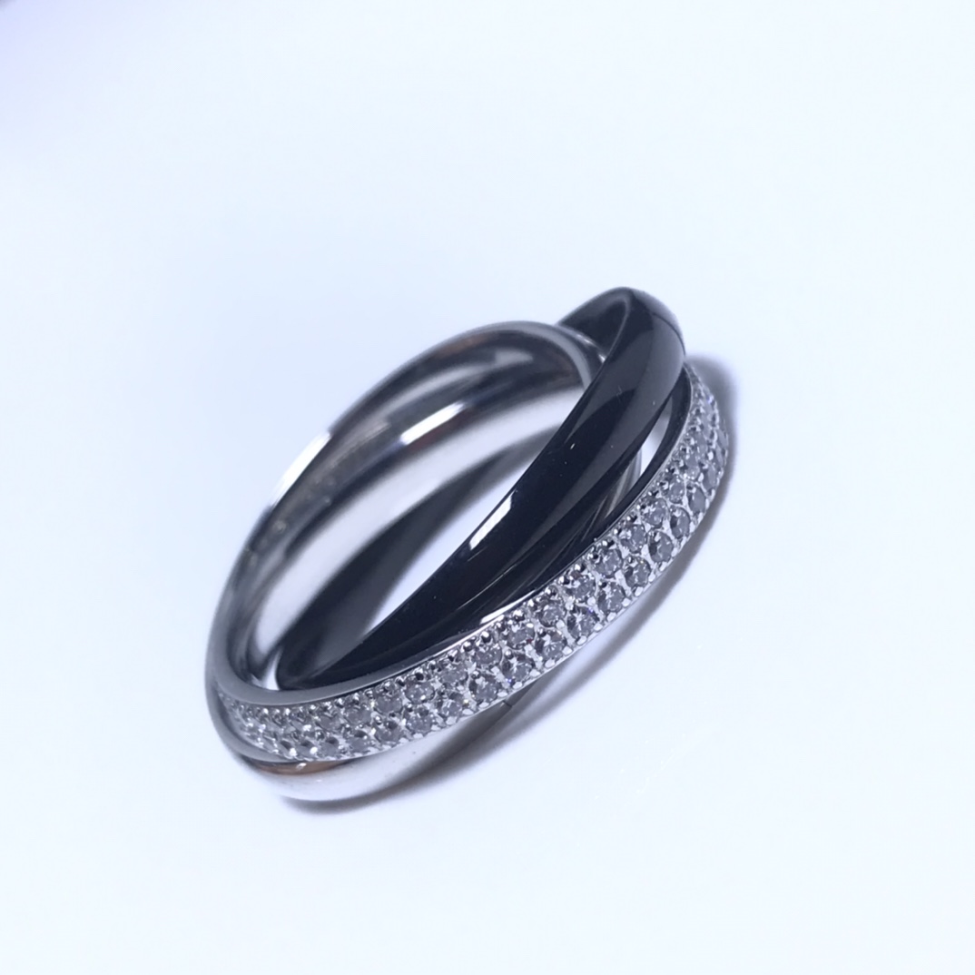 Trinity Rings,Black with Diamonds