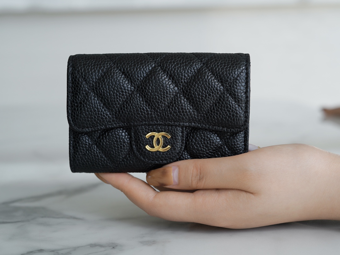 Chanel Classic Card Bag Black Gold Made of imported original French calfskin