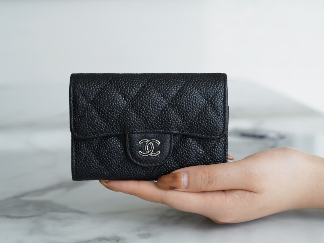 Chanel classic card bag black silver imported from France original calfskin