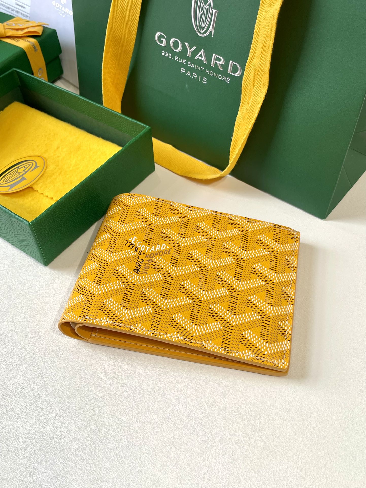 Yellow Goyard Victoire Wallet organising cards, papers and notes ,can be used in a bag
