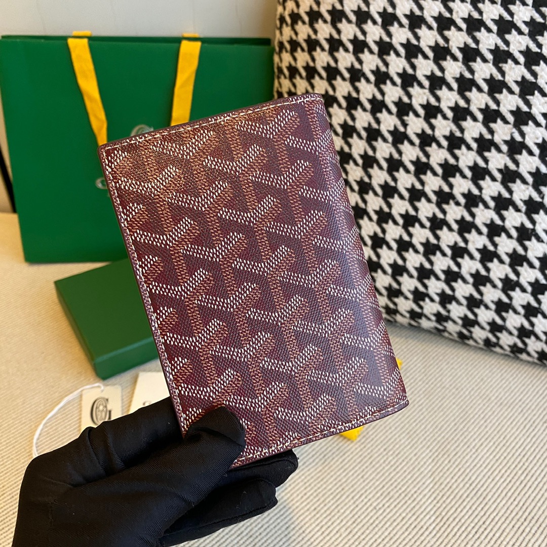 Burgundy goyard Grenelle Passport Cover is ideal for travelling