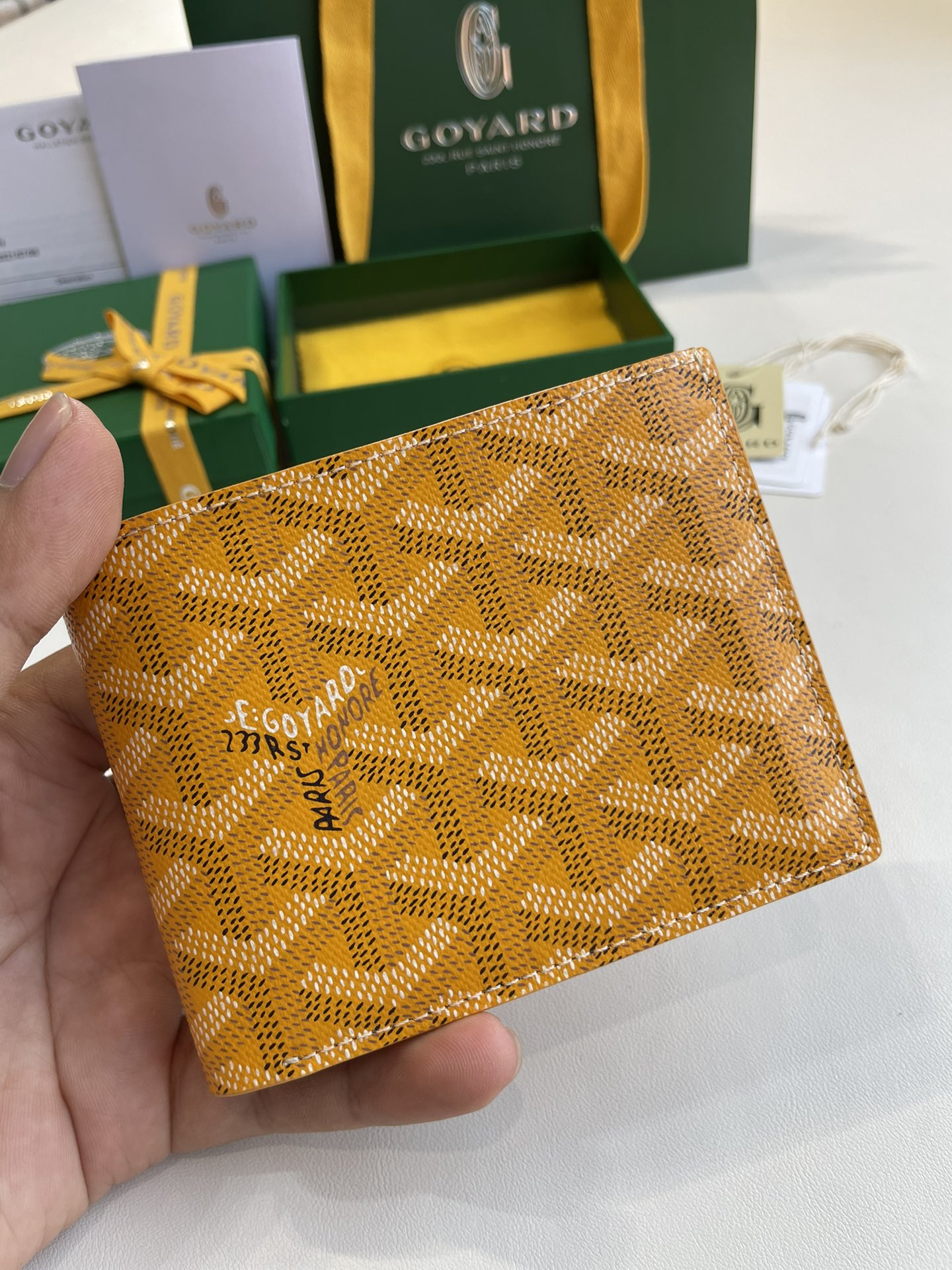 Yellow Goyard Victoire Wallet organising cards, papers and notes ,can be used in a bag