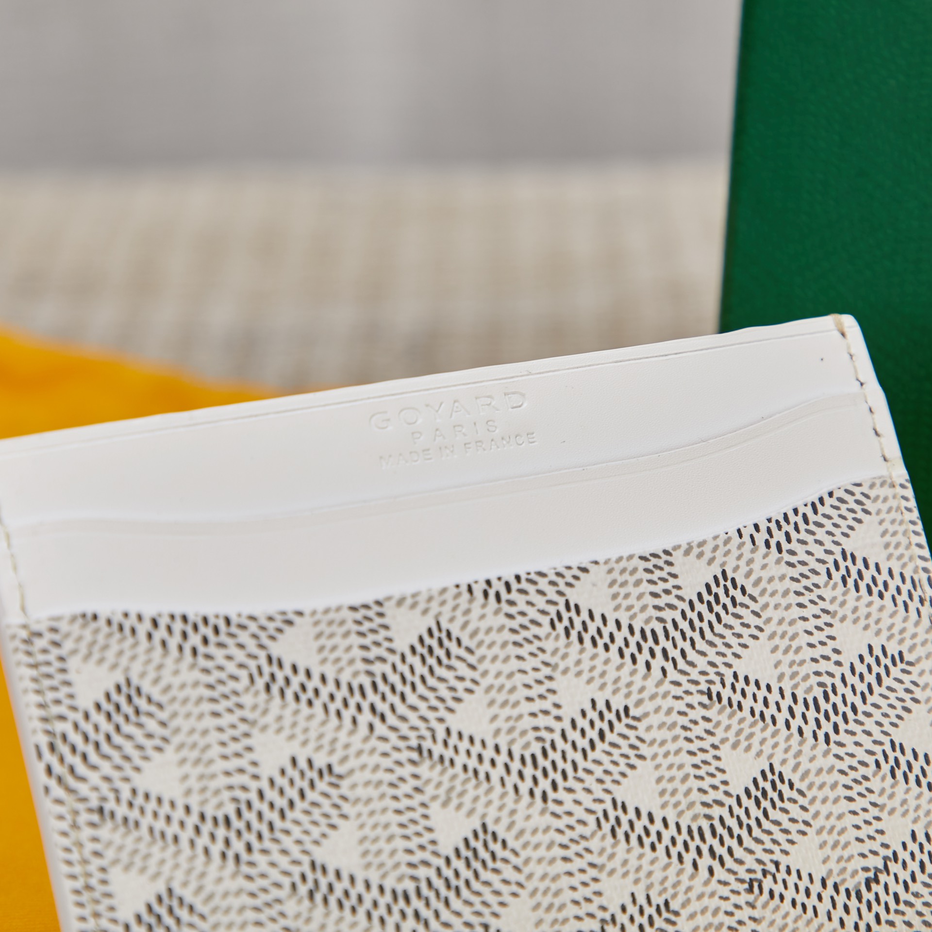 White goyard Saint-Sulpice Card Wallet compact for organising cards and papers or folded notes