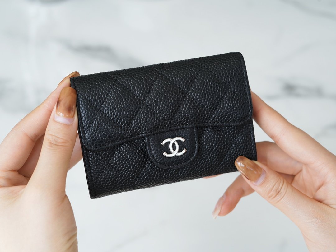 Chanel classic card bag black silver imported from France original calfskin