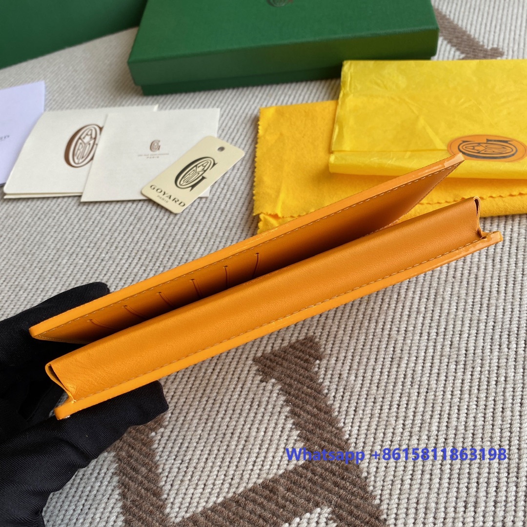 Yellow Goyard Saint-Lambert Wallet is a universal phone case with all the everyday essentials in one