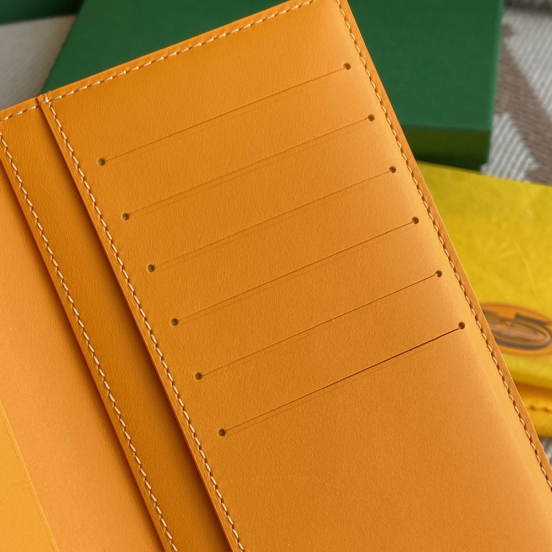 Yellow Goyard Saint-Lambert Wallet is a universal phone case with all the everyday essentials in one