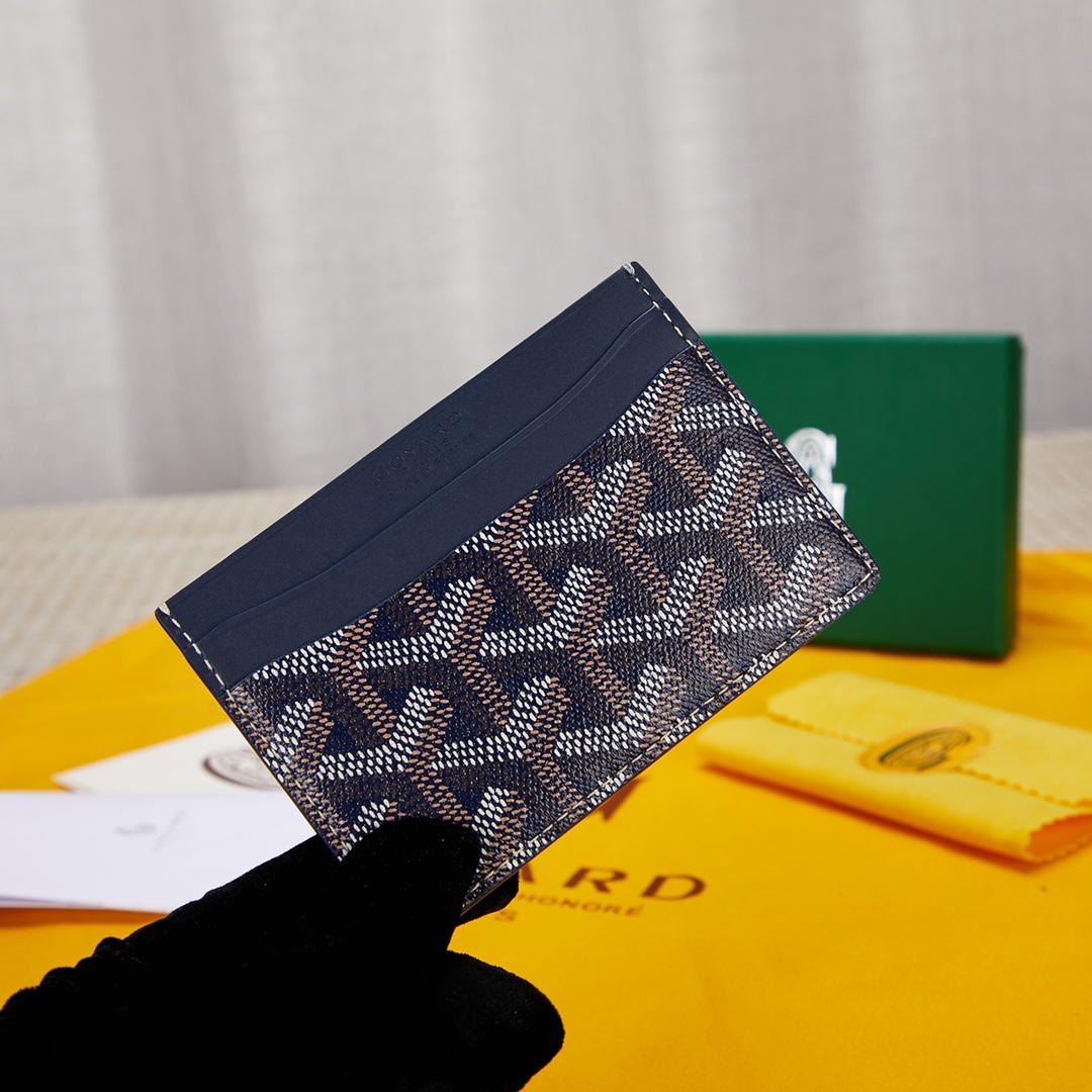 Navy goyard Saint-Sulpice Card Wallet compact for organising cards and papers or folded notes