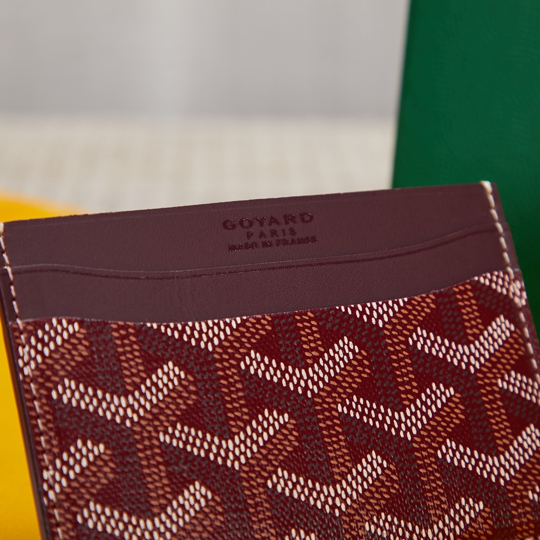 Burgundy goyard Saint-Sulpice Card Wallet compact for organising cards and papers or folded notes