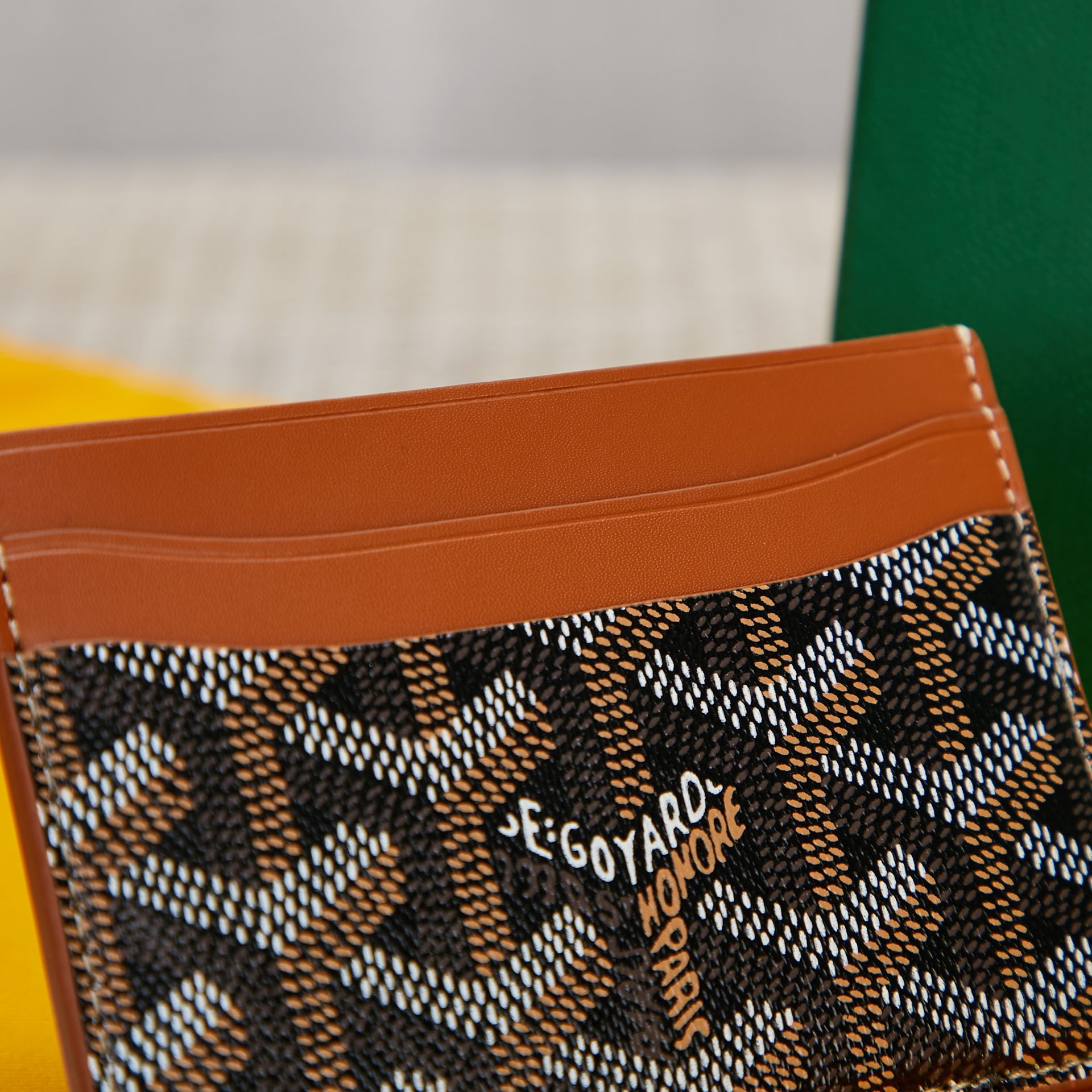 Black and Tan goyard Saint-Sulpice Card Wallet compact for organising cards and papers