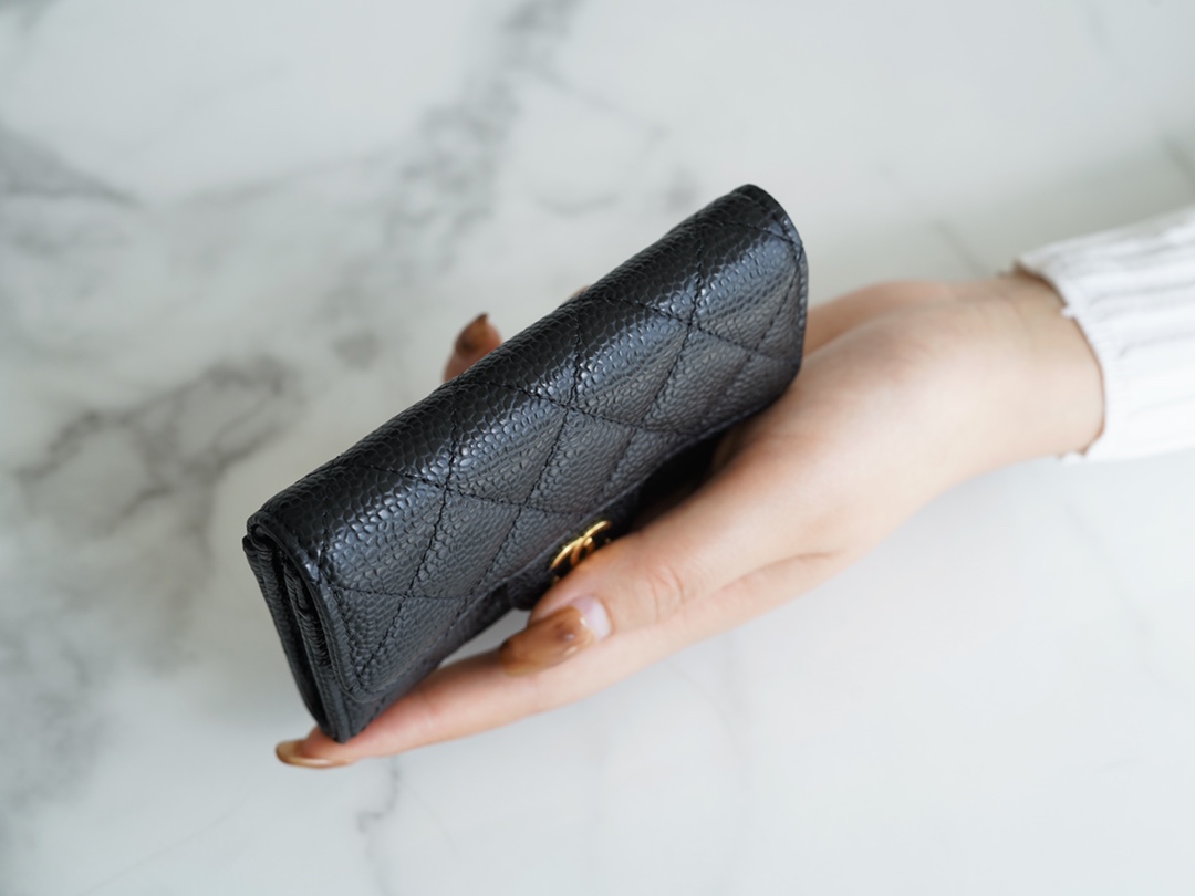 Chanel Classic Card Bag Black Gold Made of imported original French calfskin