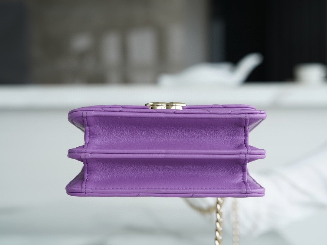 Chanel enamel handle chain bag purple Italy GR original lambskin