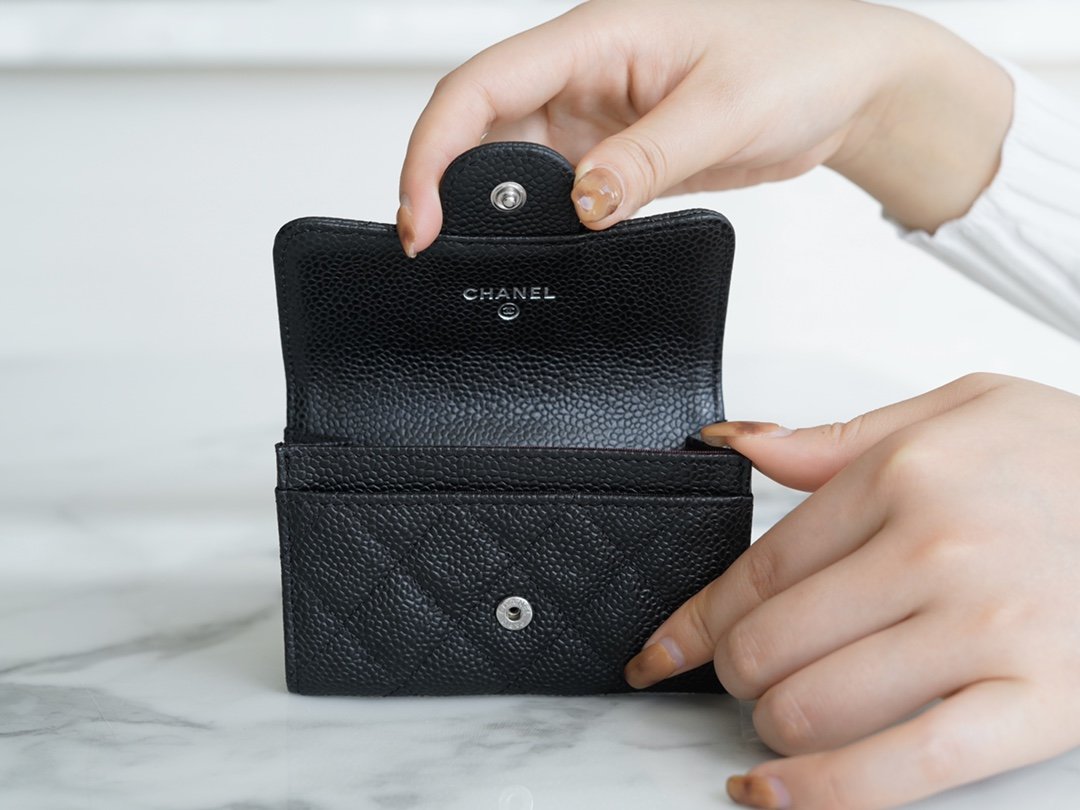 Chanel classic card bag black silver imported from France original calfskin