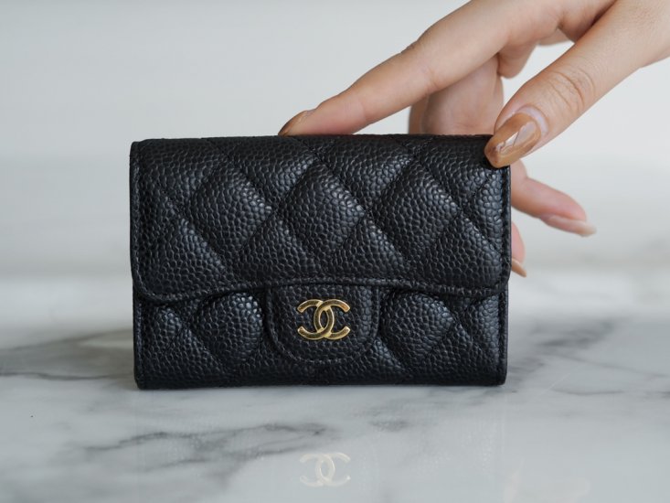 Chanel Classic Card Bag Black Gold Made of imported original French calfskin