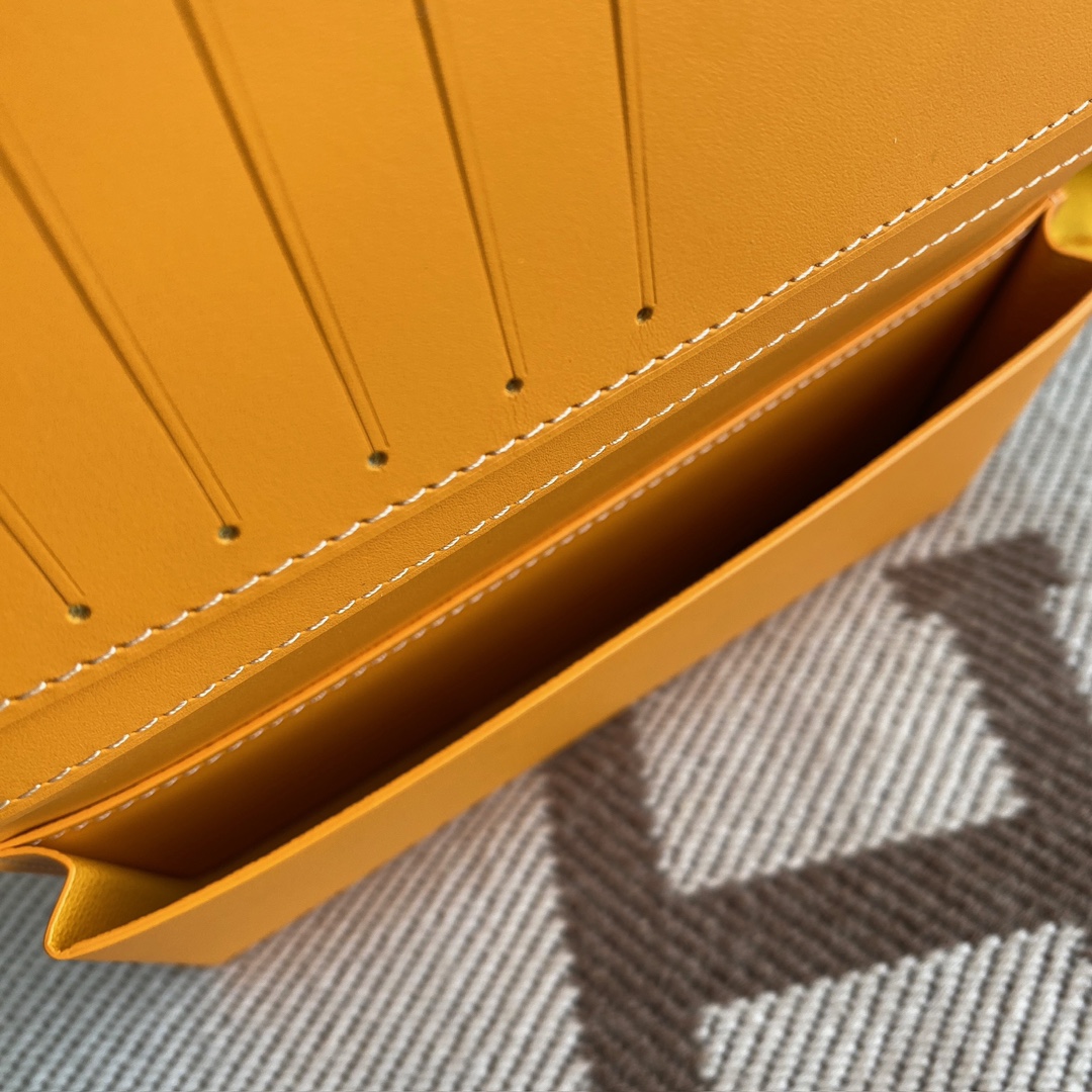 Yellow Goyard Saint-Lambert Wallet is a universal phone case with all the everyday essentials in one