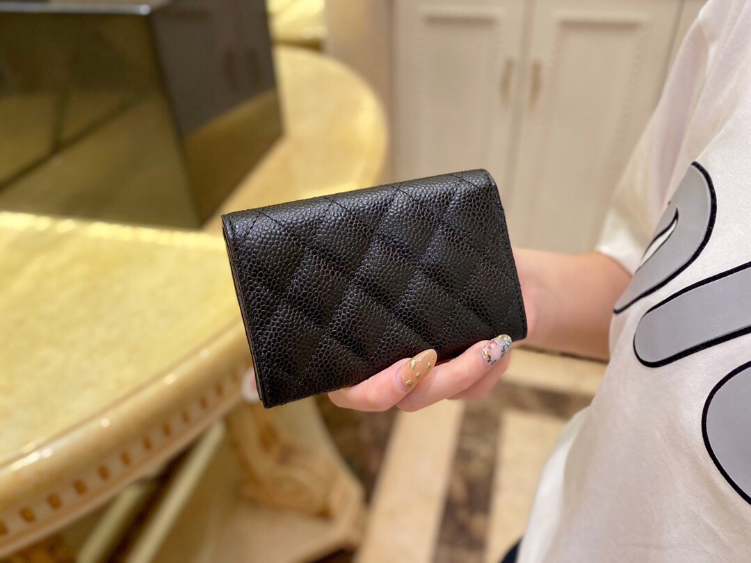 Chanel Clasic Flap classic card bag black silver using French imports of Hass origin calfskin