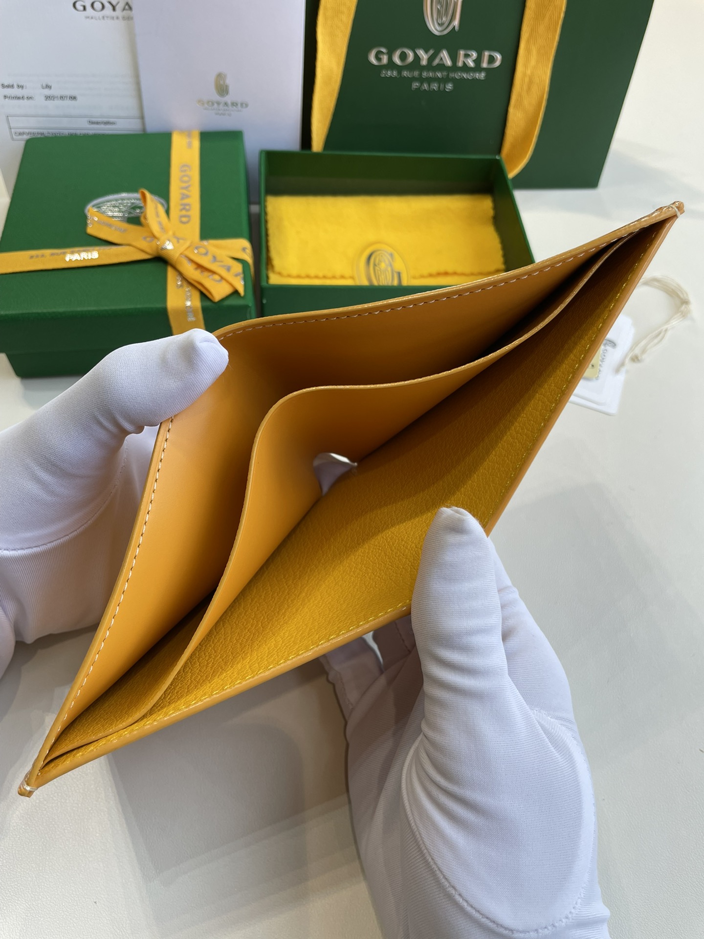 Yellow Goyard Victoire Wallet organising cards, papers and notes ,can be used in a bag