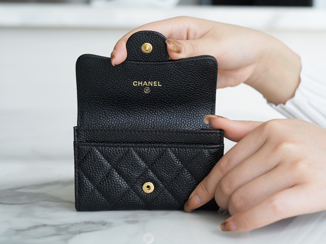 Chanel Classic Card Bag Black Gold Made of imported original French calfskin