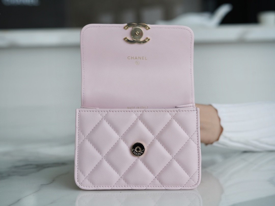 Chanel enamel handle chain bag pink Italy GR original lambskin