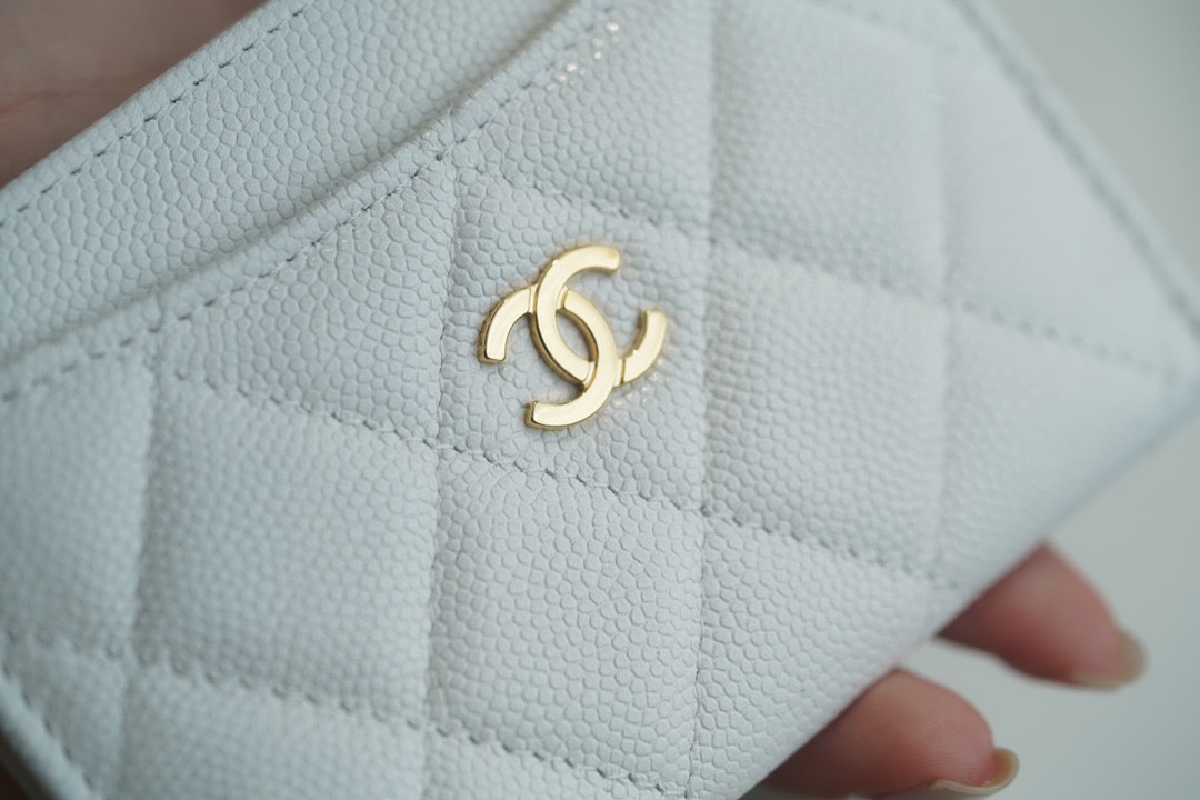Chanel classic card holder white cowhide Imported channel custom calfskin