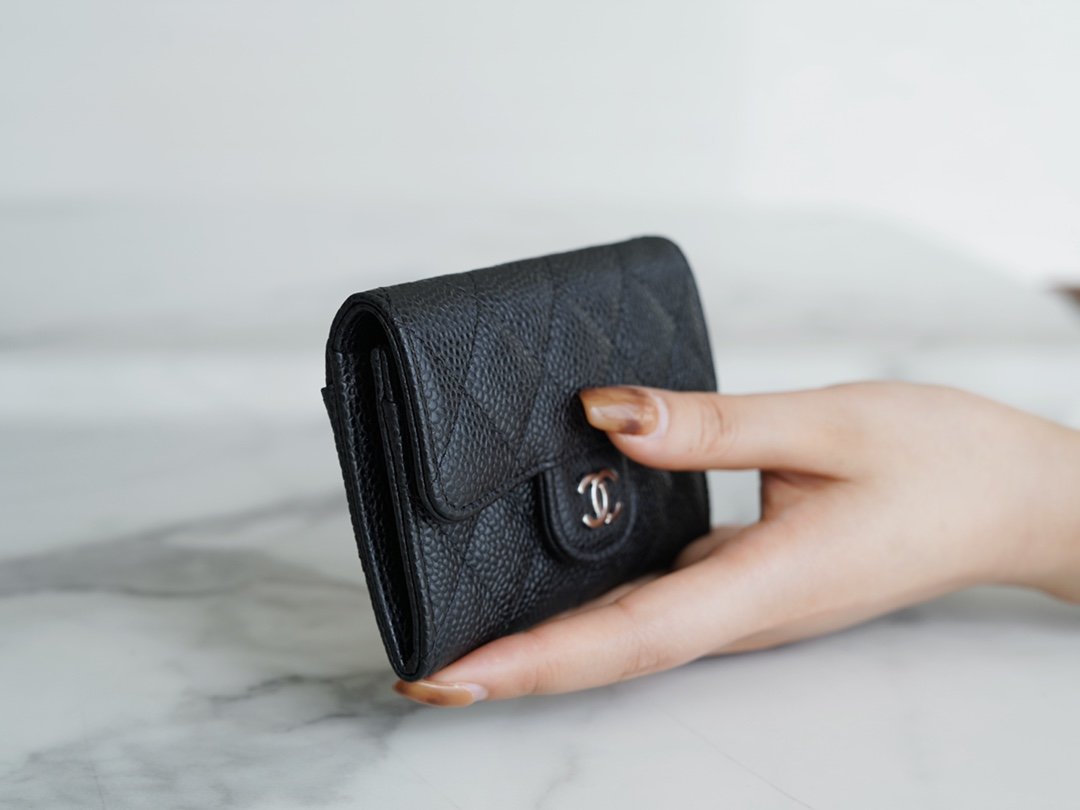 Chanel classic card bag black silver imported from France original calfskin