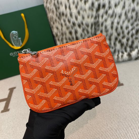 Orange Goyard Senat Nano Key Pouch inner D-ring and zip closing system